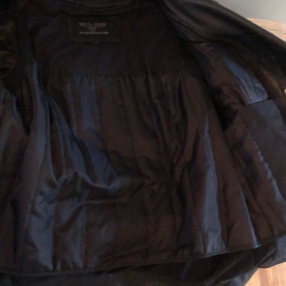 Wilsons Leather Black Biker Jacket - Picture 4 of 16